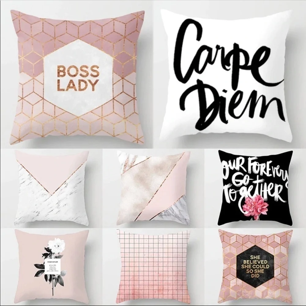 NEW! Boss Lady Geometric Printed Pillow Cover